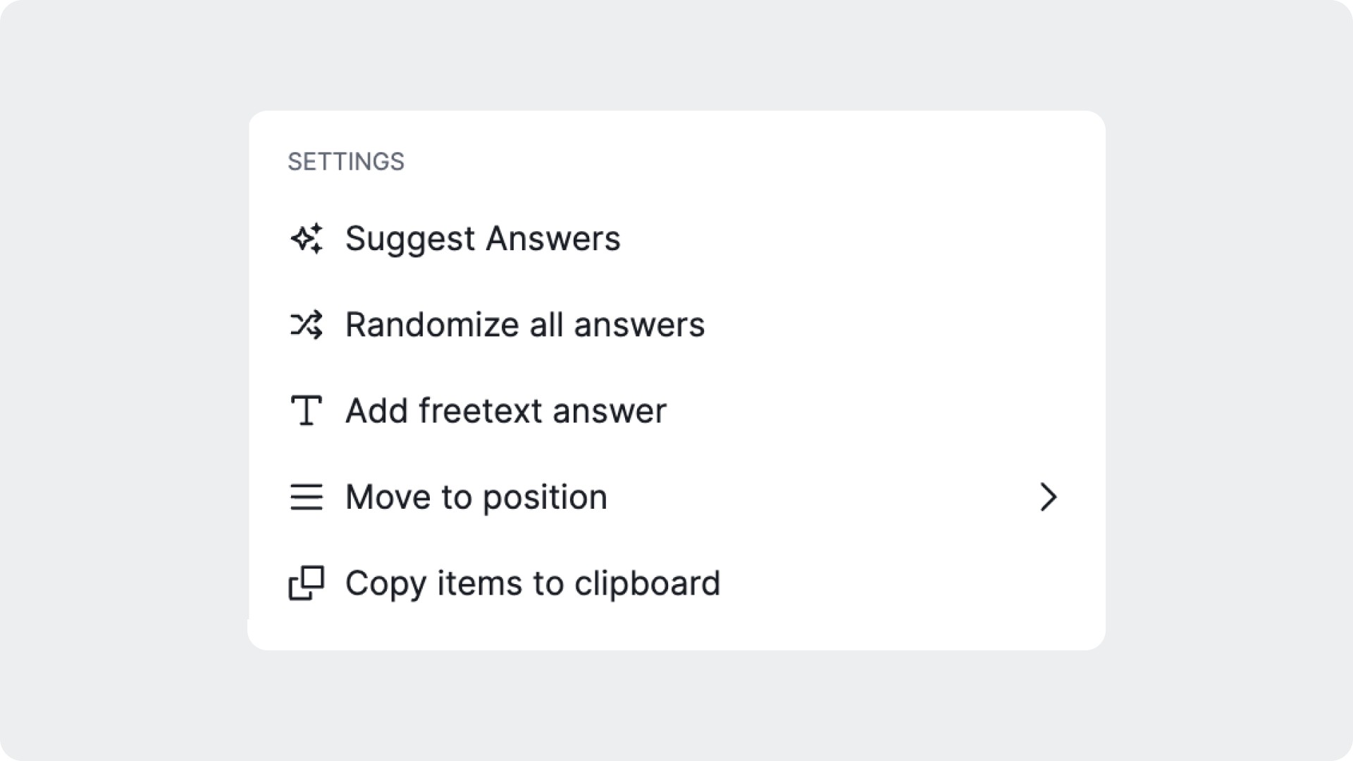 Configuring answer options