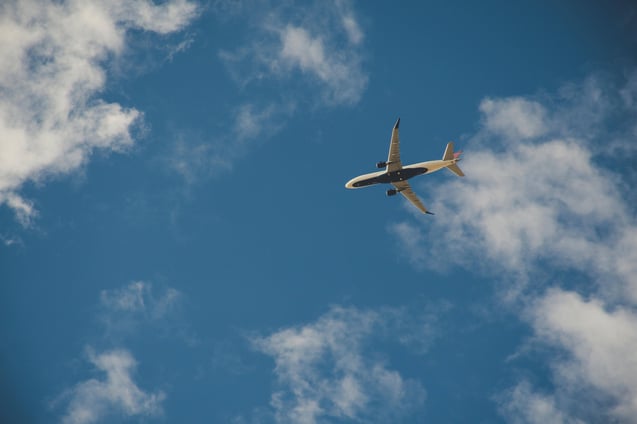 Plane flying through the clouds
