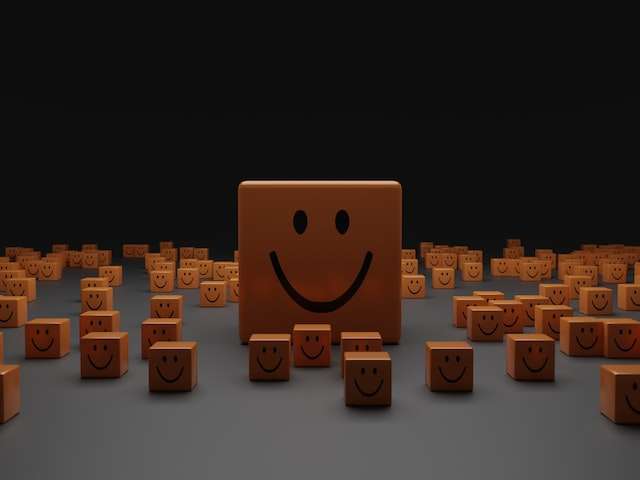 Smiley faces on building blocks
